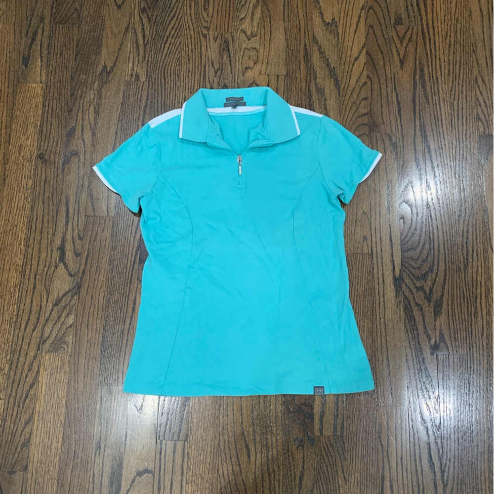 New Geox Slim Fit Women’s Polo Size Medium Turquoise